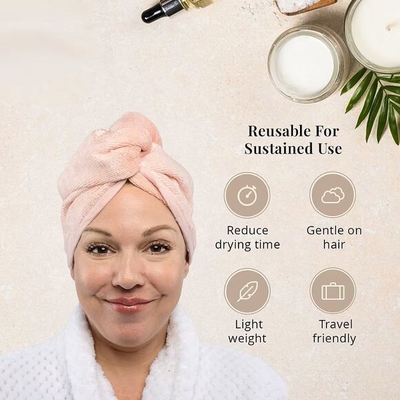 2 Pack Pink & Beige Head Wrap Set - Picture 2 of 7